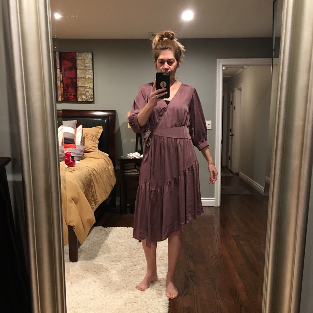 MUSTARD SEED Asymmetrical Wrap Dress old rose M